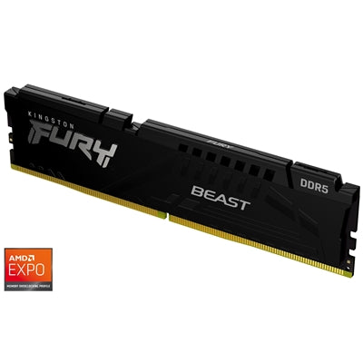 Kingston FURY Beast KF556C36BBE-16 16GB System Memory, 5600MT/s, DDR5, CL36, DIMM, Black, AMD EXPO Certified Kingston FURY Beast KF556C36BBE-16 16GB System Memory, 5600MT/s, DDR5, CL36, DIMM, Black, AMD EXPO Certified